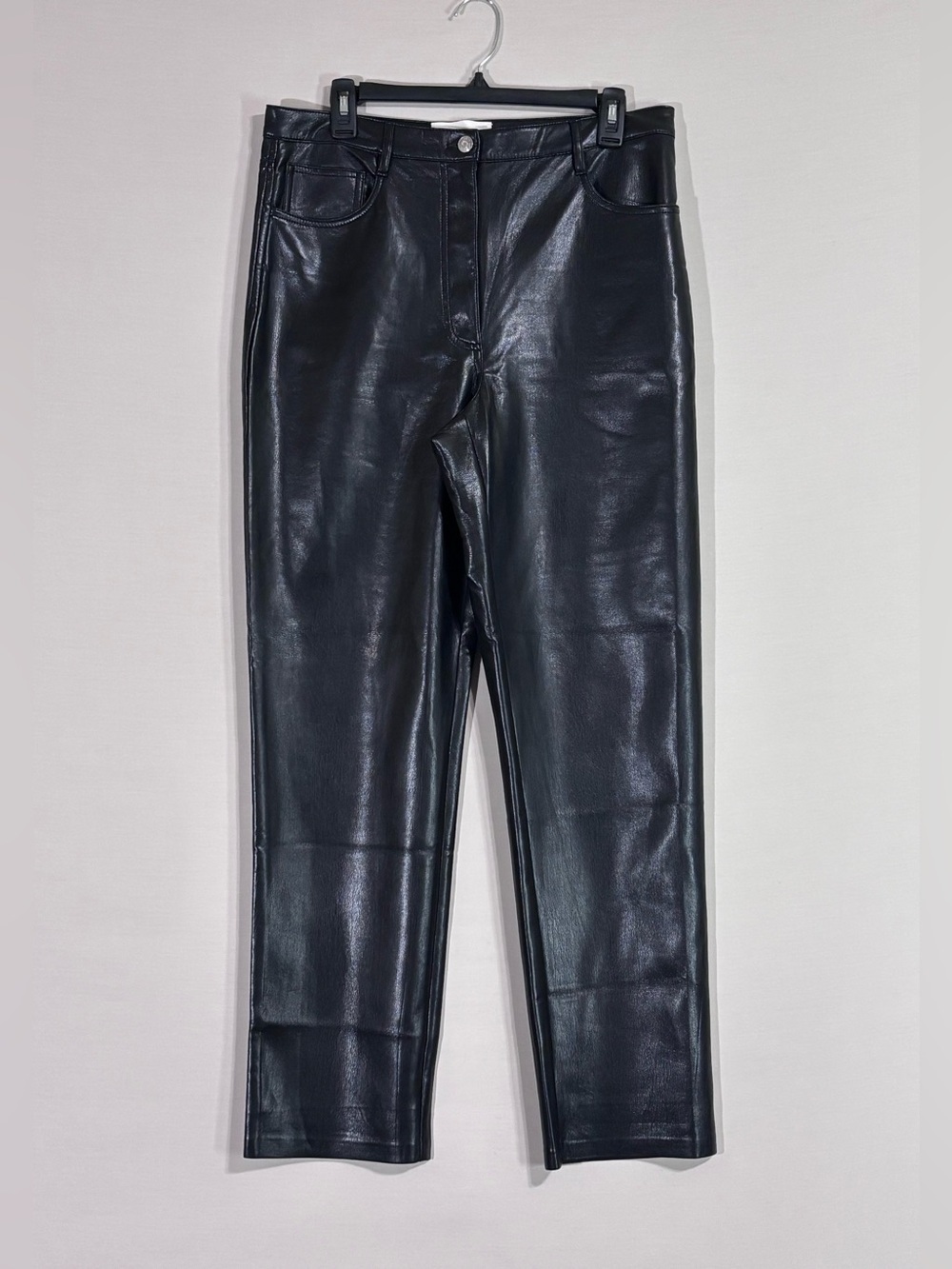 Aritzia Wilfred Melina Faux Leather Pants Black High Rise Straight 12